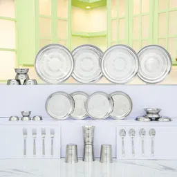 Pack of 32 Stainless Steel Flipkart SmartBuy Dinner Set-image-15