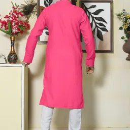 Archittam Men Pink Cotton Wool Kurtas image 3
