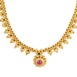 heer collection DIVASTRI 1gm Gold-Plated Cubic Zirconia Stone Studded & Beaded Jewellery Set image 5