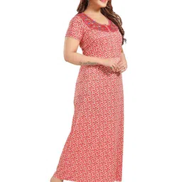 Lady Venom Printed Thread Work Round Neck Maxi Nightdress image 3