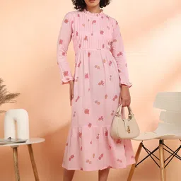 Chandbaali Floral Print Fit & Flare Midi Dress-picture-23