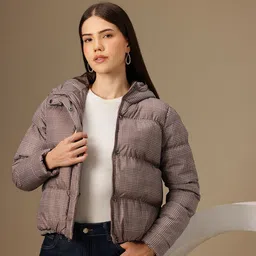 Chemistry Checked Hooded Puffer Jacket-picture-29