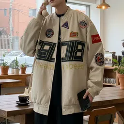 HERE&NOW Men Typography Bomber with Patchwork Jacket image 3