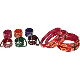 SOMIL Set Of 28 Stone-Studded Bangles-image-32