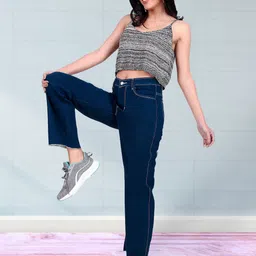 Ira Collections Women Comfort Mid-Rise Stretchable Wide Leg Jeans-image-98