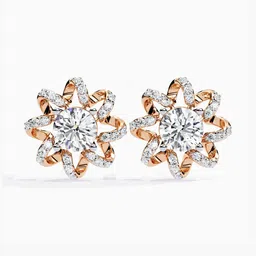 VALANOVA 14Kt Lab Grown Rose Gold Diamond Studded Earrings 3.48 gm-picture-33