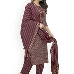 Andheriyas Collection Women Ethnic Motifs Printed Round Neck Kurta with Trousers & Dupatta-picture-12
