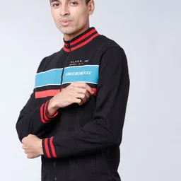 HIGHLANDER Men Typography Printed High Neck Cotton Front-Open Sweatshirt image 4