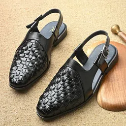 House of Pataudi Men Ultra-Lightweight & Flexible Textured Shoe-Style Sandals-image-62