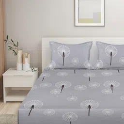 Myntra Elegant Homes Grey & White Geometric 280 TC Double King Bedsheet Set-2.74m x 2.54m image 2