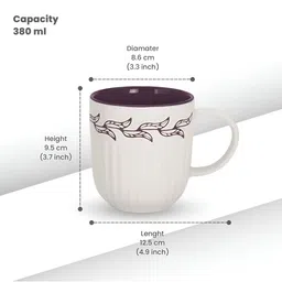 Treo White & Purple Printed Ceramic Glossy Mugs image 2