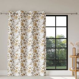 DDecor Beige & White Floral Printed Room Darkening Door Curtain-picture-45