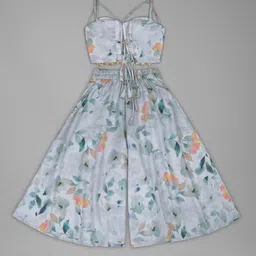 Anneca Girls Floral Printed Sleeveless Pure Cotton Top With Palazzo image 5