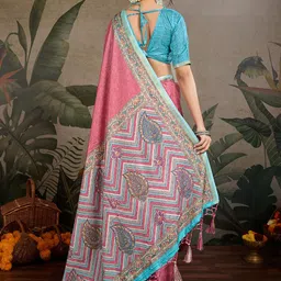 TASRIKA Ethnic Motifs Silk Blend Ready to Wear Block Print Saree image 2