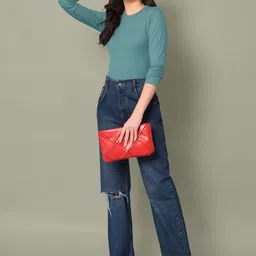 Maheshvi Ribbed Round Neck Long Sleeves Fitted Crop Top image 4