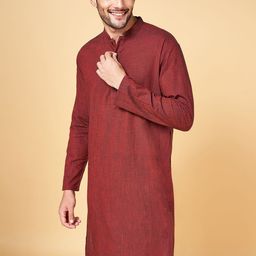 indus route by Pantaloons Men Cold-Shoulder Sleeves Thread Work Pathani Kurta-picture-0