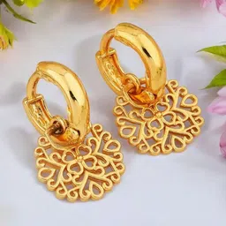 SHREE KRISHNA SHOPPING Gold Plated Brass Hoop Earrings-image-33