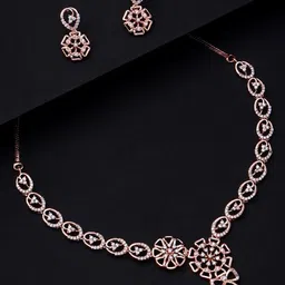 Cierra Rose Gold Plated AD Stone Studded Jewellery Set-picture-19