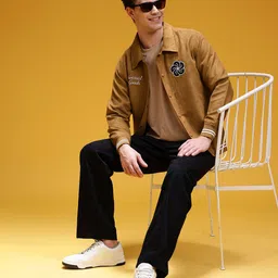 HERE&NOW Applique & Embroidered Detail Suede Finish Bomber Jacket image 4