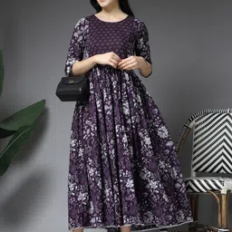 Pristyle Ethnic Motifs Printed Maternity Fit & Flare Midi Dress image 3