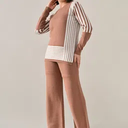 ANNY Mono Weave Round-Neck Sweater With Palazzos Co-Ords image 2