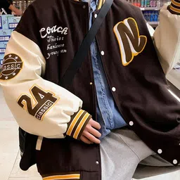 HERE&NOW Men Typography Colourblocked Synthetic Varsity Jacket-picture-19