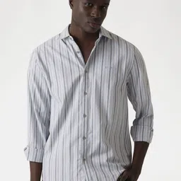 GUESS Men Vertical Striped Spread Collar Casual Shirt-picture-38