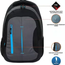 jairaj Large 36 L Laptop Backpack USB Charging Port, Water Resistant (Black) image 3