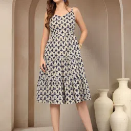 Vastraa Fusion Ethnic Motifs Print Fit & Flare Dress-picture-14