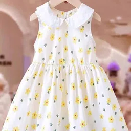 White World Girls Floral Print Fit & Flare Dress-picture-31