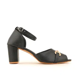 DressBerry Leather Party Block Sandals with Buckles image 3