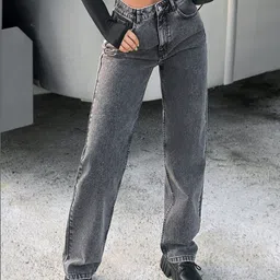 Crazeis Women Comfort Straight Fit High-Rise Light Fade Acid Wash Stretchable Jeans-picture-38