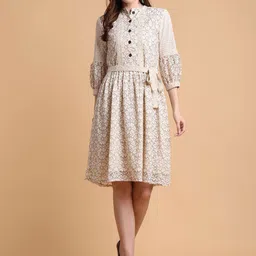 all about you Floral Embroidered Puff Sleeve A-Line Dress-image-8