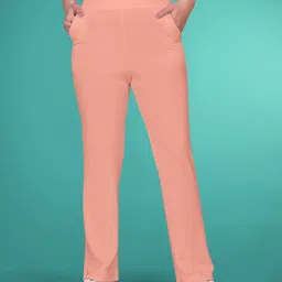 Women Comfort Fit Pink Polyester Trousers-image-1