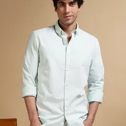 Blu MNKY Classic Striped Spread Collar Slim Fit Cotton Shirt-image-32