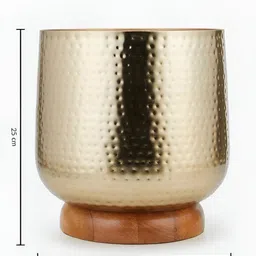 Fabindia Urvi Crafts Gold Toned Textured Metal Table Planter image 5