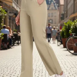 BROADSTAR Women Smart Straight Fit High-Rise Easy Wash Pleated Trousers-picture-13