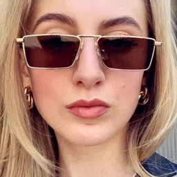 Being Better Unisex Black Lens & Gold-Toned Rectangle Sunglasses with image 4