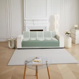 HOMETHREADS Multicoloured & Green Printed 5 Piece Sofa Cover image 3