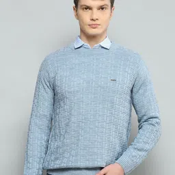 Cloak & Decker Men Geometric Self Design Round Neck Long Sleeves Woollen Pullover Sweaters-picture-26