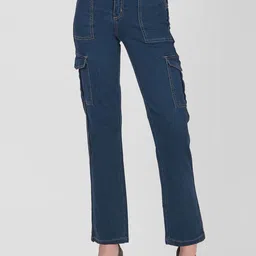 CEFALU Women Relaxed Loose Fit High-Rise Easy Wash Cargos Trousers-image-20