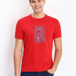 Allen Solly Men Graphic Printed Round Neck Cotton Slim Fit T-shirt-picture-42