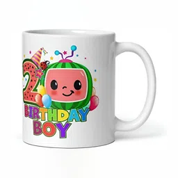 Mr UVD White & Green Cartoon Characters Printed Ceramic Glossy Mug 350 ml image 2