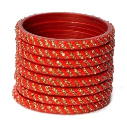 LLL FASHION Red Glass Artificial Stones & Beads Bangle-picture-15