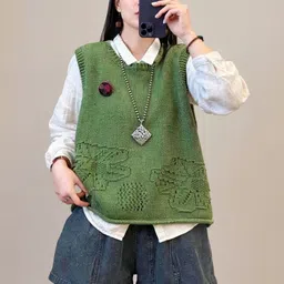 DressBerry Women Green Solid Acrylic Pullover Sweaters-image-58
