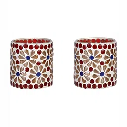 1ST TIME White & Red 2 Pieces Cylindrical Shaped Candle Holders-picture-21