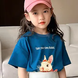 LULU & SKY Girls Graphic Printed Round Neck Drop-Shoulder Sleeves Cotton Boxy T-shirts-picture-36