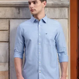 British Club Men Classic Fit Spread Collar Solid Cotton Casual Shirt-image-48