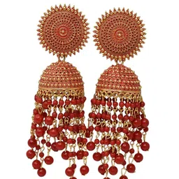 MEIRA JEWELLERY Silver Plated Pearls Beaded Dome Shaped Jhumkas image 3