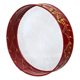 eCraftIndia Red & Yellow Metal Karwa Chauth Channi Sieve image 2